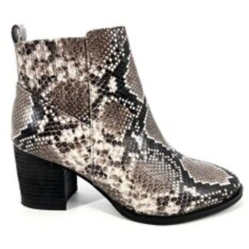 Blondo Noa Leather Snake Print Heel Ankle Chelsea Waterproof Booties Sz 8 Office